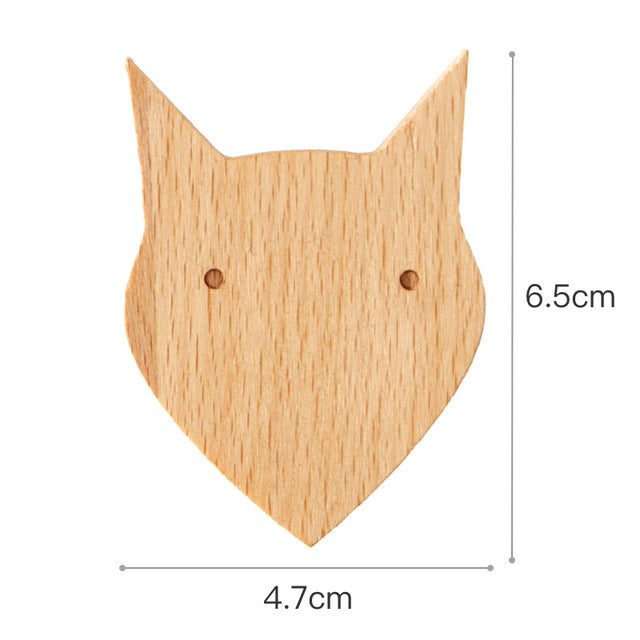 Väggkrok i trä formad som en räv, 6,5 × 4,7 cm