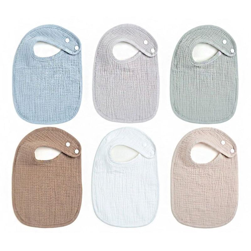 R&B Products Large Size 6 Pack Muslin Baby Drool Bibs for Unisex 100% Soft Cotton Baby Bibs Absorbent Teething Infant to Toddler