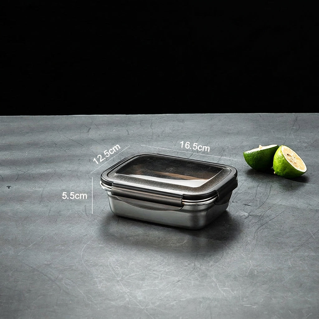 Matlåda 550 ml i rostfritt stål med mått 16,5 × 12,5 × 5,5 cm