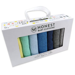 HonestBaby 10-Pack Organic Cotton Baby-Terry Wash Cloths Rainbow Blues One Size