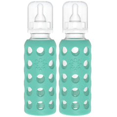 Lifefactory Glass Baby Bottle with Silicone Sleeve 9 Ounce 2 Pack - Kale