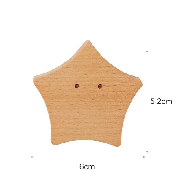 Väggkrok i trä formad som en stjärna, 5,2 × 6 cm