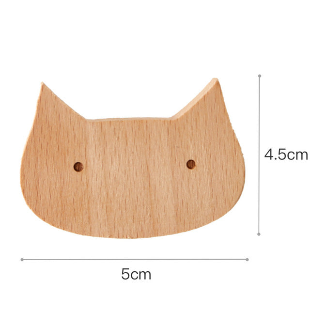 Väggkrok i trä formad som en katt, 4,5 × 5 cm