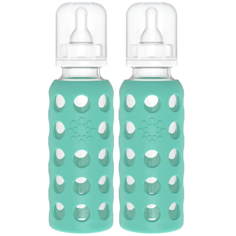 Lifefactory Glass Baby Bottle with Silicone Sleeve 9 Ounce 2 Pack - Kale